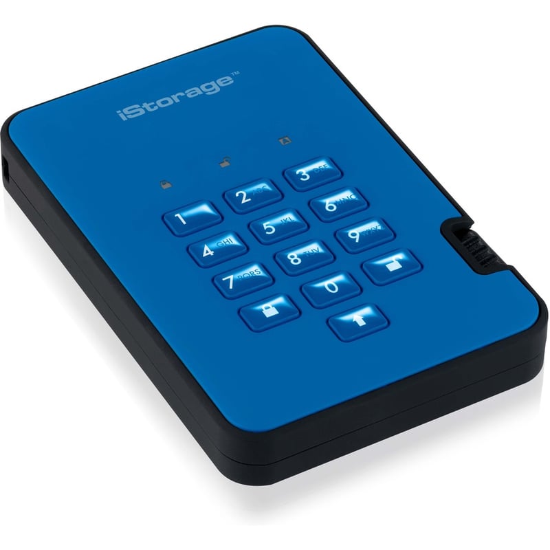 iStorage diskAshur2 SSD 1 TB Secure Portable Solid State Drive | Blue | Incorporated Common Criteria EAL 5+ | PIN protected | AES-XTS 256-bit Full Disk Hardware Encryption | Dust/Water Resistant | TAA Compliant - Thumbnail 4