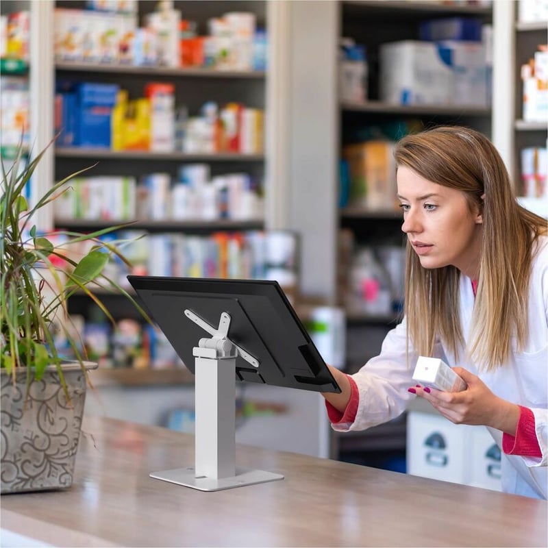 CTA Digital Desk Mount for Tablet, Display, Holder, Monitor, Enclosure, Kiosk - White - Landscape/Portrait - Thumbnail 3