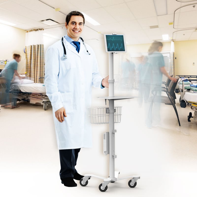 Compulocks Universal Tablet Cling Medical Rolling Kiosk White - Thumbnail 5