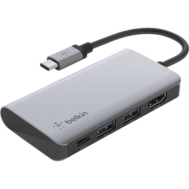 Belkin USB-C 4-in-1 Multiport Adapter, Laptop Docking Station, 2x USB-A 3.0, 4k HDMI, 100W Power Delivery - Thumbnail 1