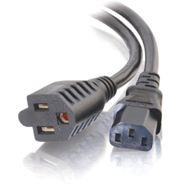 C2G 1.5ft 16 AWG 1-to-2 Power Cord Splitter (NEMA 5-15P to 1 NEMA 5-15 +1 IEC320C13) - Thumbnail 2
