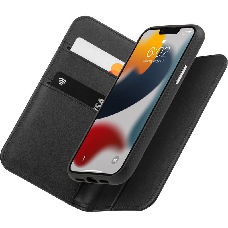 Moshi Overture Carrying Case (Wallet) Apple iPhone 13 mini Smartphone - Jet Black - Thumbnail 2