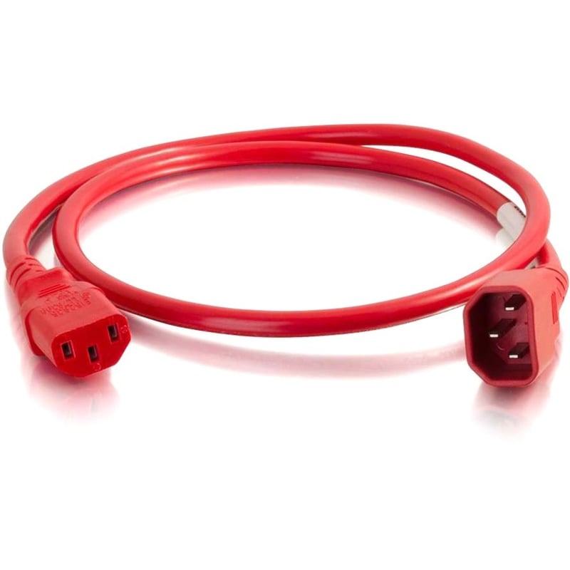 C2G 10ft 14AWG Power Cord (IEC320C14 to IEC320C13) -Red - Thumbnail 1