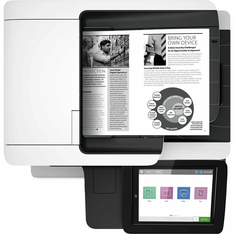 HP LaserJet M528 M528dn Laser Multifunction Printer-Monochrome-Copier/Scanner-43 ppm Mono Print-1200x1200 Print-Automatic Duplex Print-150000 Pages Monthly-650 sheets Input-Color Scanner-600 Optical Scan-Gigabit Ethernet