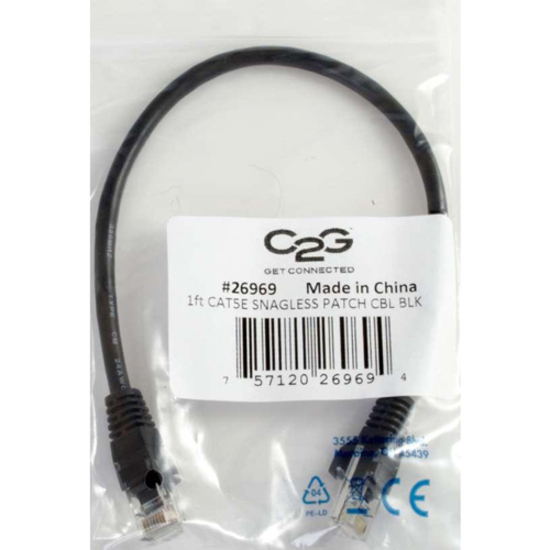 C2G 25ft Cat5e Ethernet Cable - Snagless Unshielded (UTP) - Black - Thumbnail 5