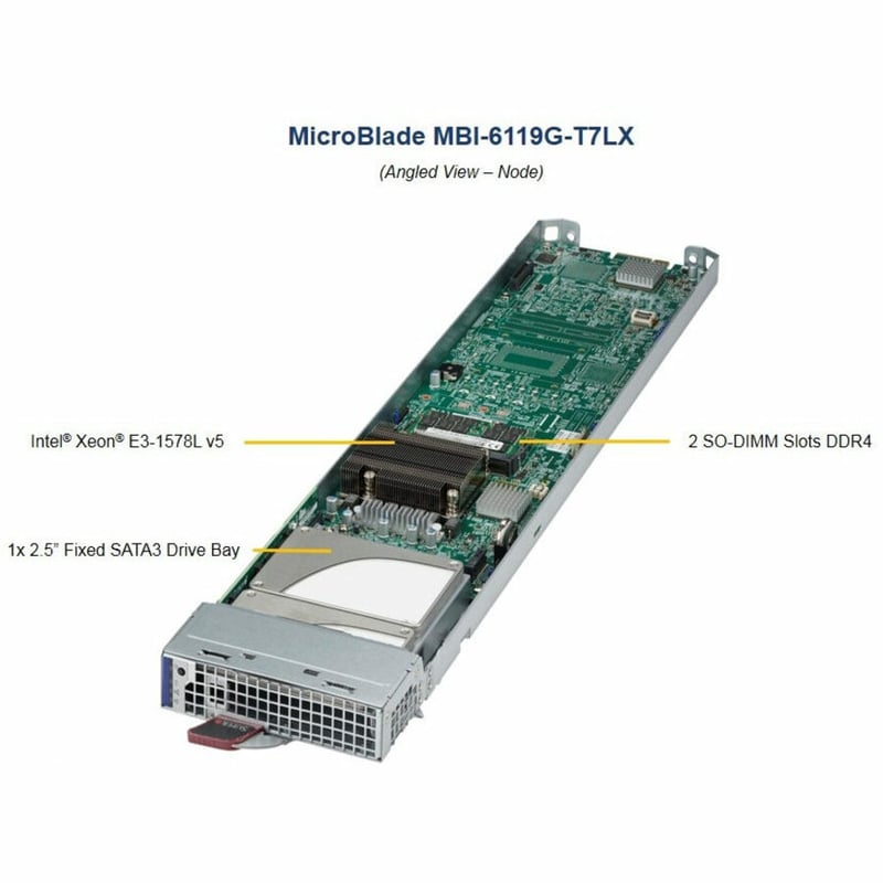 Supermicro MicroBlade MBI-6119G-T7LX Blade Server - 1 Xeon E3-1578L v5 - Serial ATA/600 Controller - Thumbnail 3