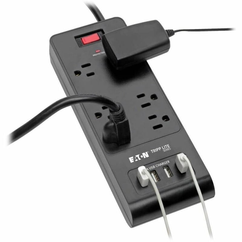 Tripp Lite by Eaton 6-Outlet Surge Protector with 4 USB Ports (4.2A Shared) - 6 ft. (1.83 m) Cord 900 Joules Black - Thumbnail 2