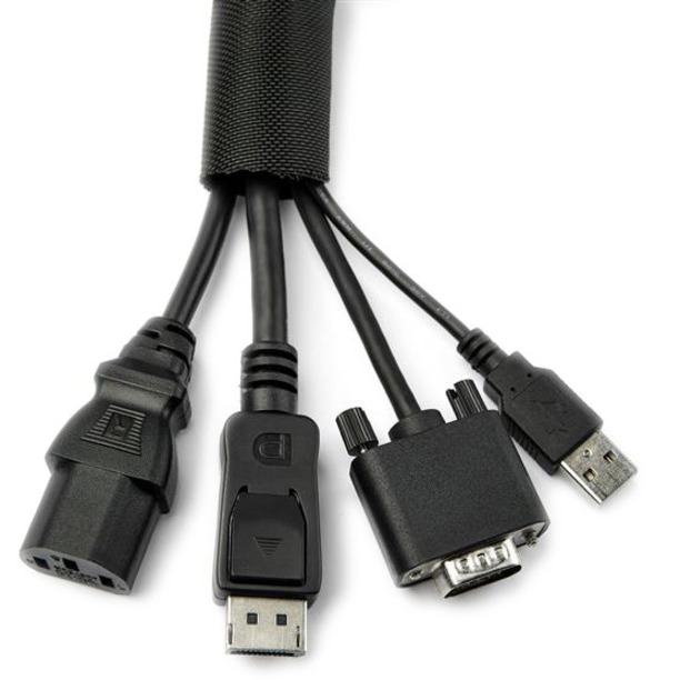StarTech.com 15' (4.6m) Cable Management Sleeve/Wrap - Flexible Cable Manager - Expandable Coiled Cord Protector/Organizer - Trimmable - Thumbnail 2