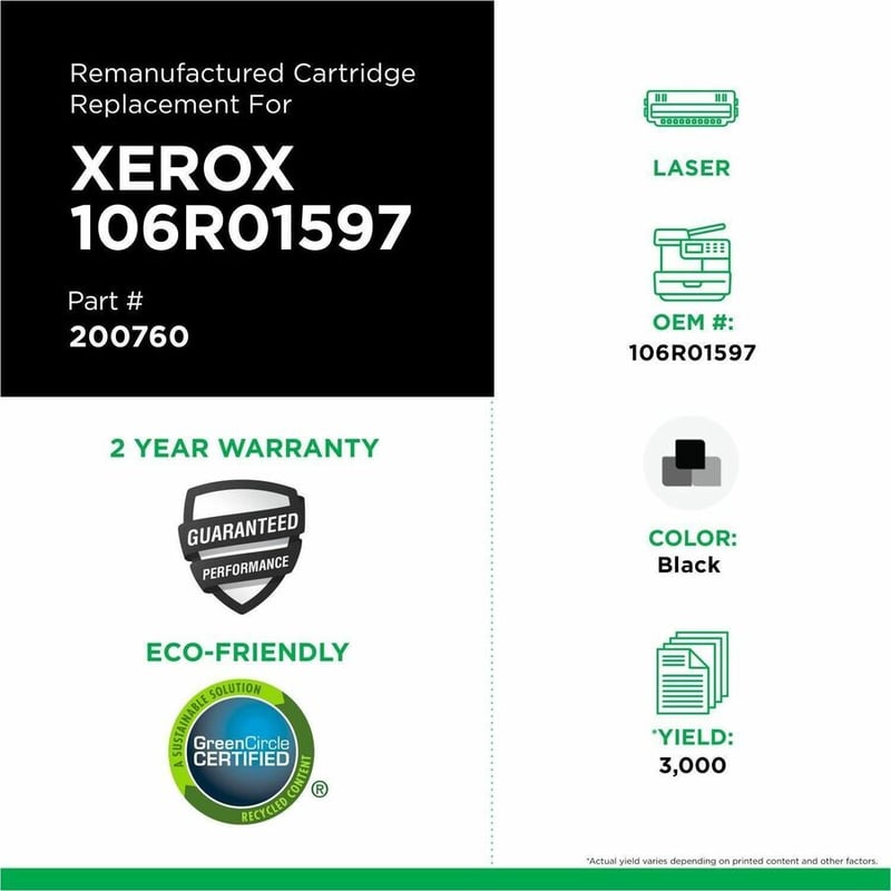 Clover Imaging Remanufactured High Yield Black Toner Cartridge for Xerox 106R01597 - Thumbnail 3