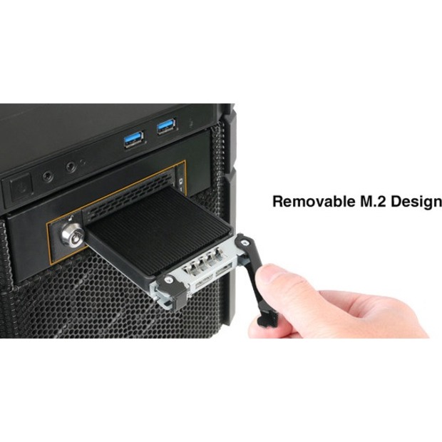 Icy Dock MB833M2K-B Drive Enclosure for 3.5" M.2, PCI Express NVMe - Mini-SAS HD Host Interface Internal - Black
