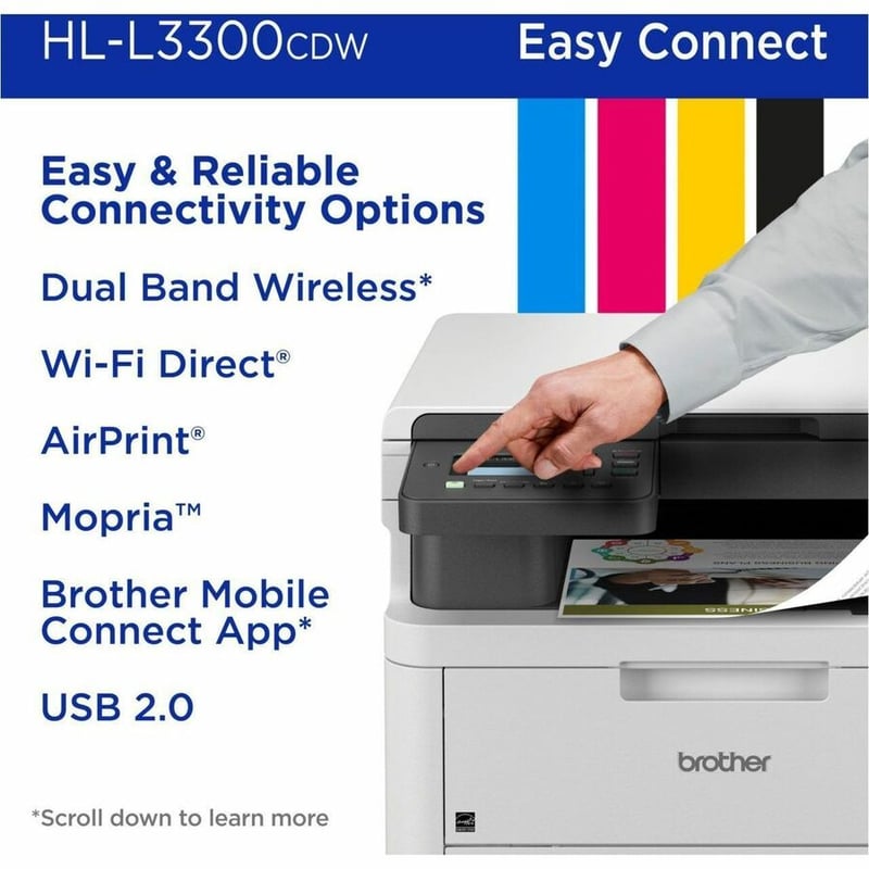 Brother HL-L3300CDW Wireless Digital Color Multi-Function Printer with Laser Quality Output, with Copy & Scan, Duplex and Mobile Printing - Thumbnail 4
