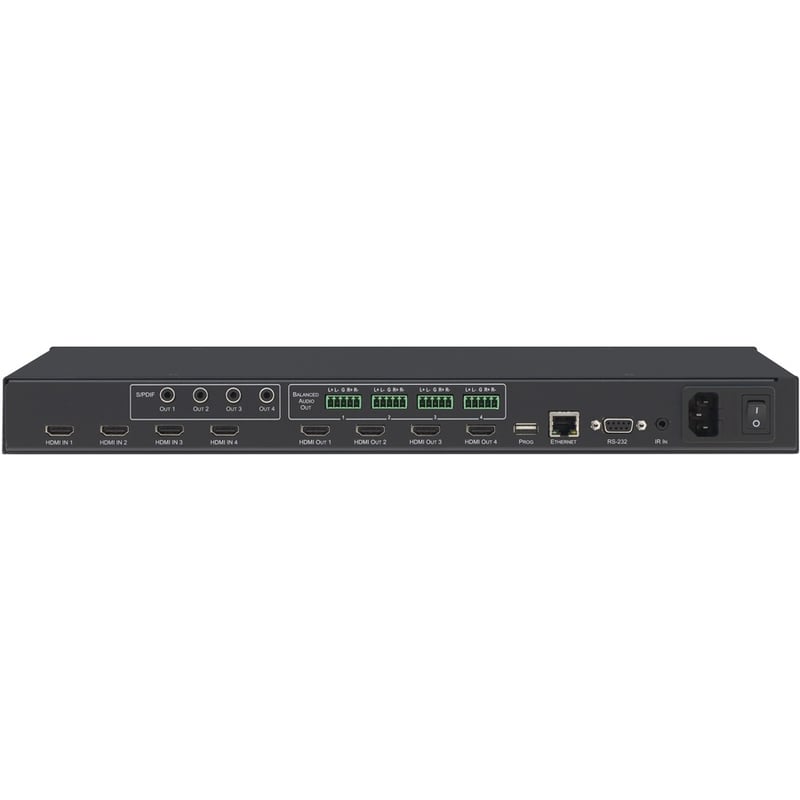 Kramer VS-44H2A 4x4 4K HDR HDMI 2.0 HDCP 2.2 Matrix Switcher with Audio De-embedding - Thumbnail 2