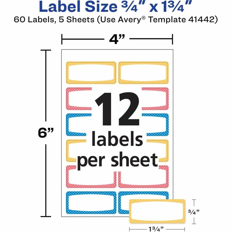 Avery® Durable Labels, 3/4" x 1-3/4" , Assorted, 60 Total (41442) - Thumbnail 4