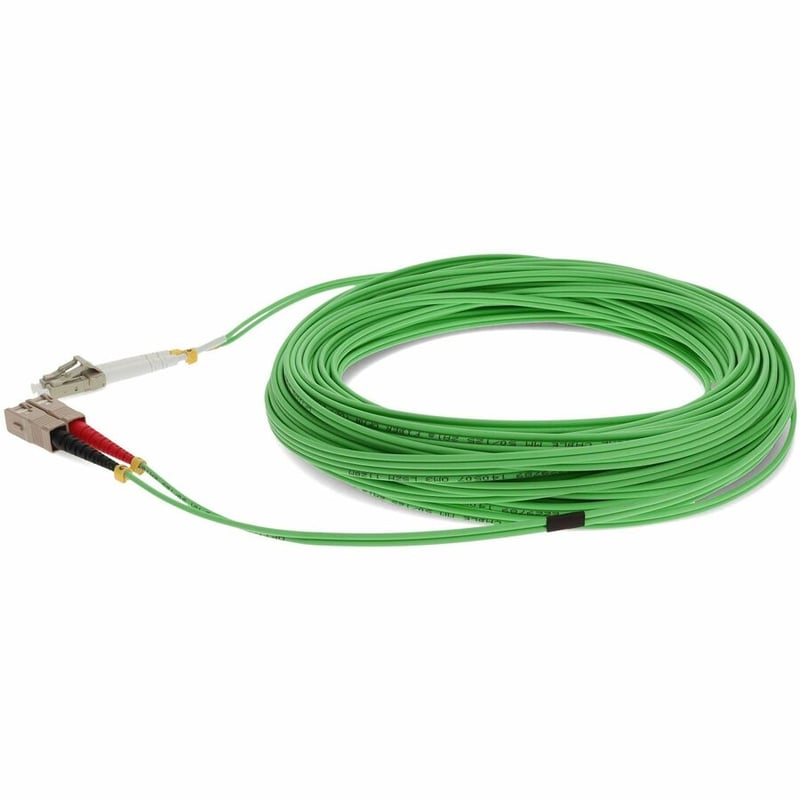 AddOn 20m SC to LC Green OM3 Duplex OFNR (Riser-Rated) TAA Fiber Patch Cable - Thumbnail 2