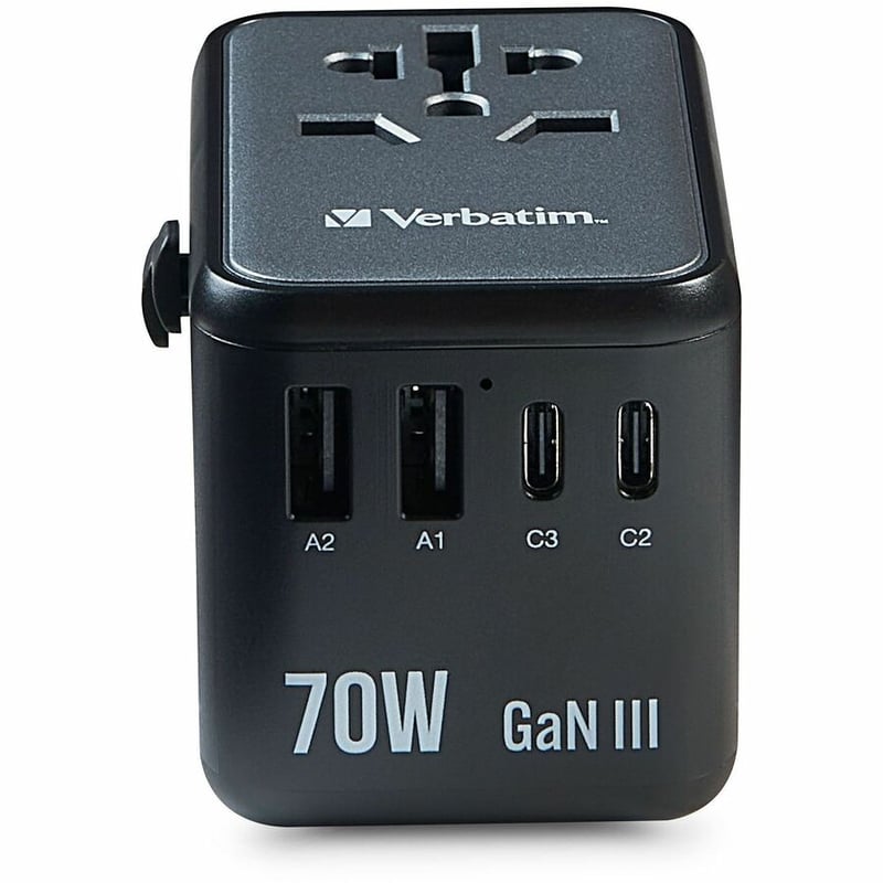 VERBATIM 70W TRAVEL ADAPTER GAN UNIVERSAL ADAPTER USB-C USB-A - Thumbnail 2