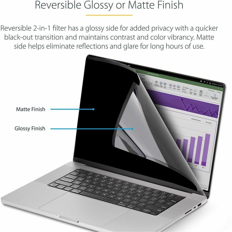 StarTech.com StarTech.com 14-inch MacBook Pro 21/23 Laptop Privacy Screen, Removable and Reversible Anti-Glare Blue Light Filter, Magnetic - Thumbnail 3