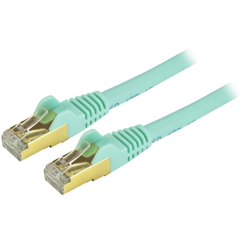 StarTech.com 12ft CAT6a Ethernet Cable - 10 Gigabit Category 6a Shielded Snagless 100W PoE Patch Cord - 10GbE Aqua UL Certified Wiring/TIA - Thumbnail 1