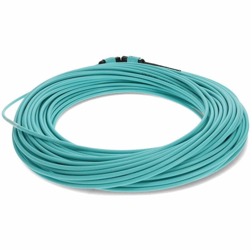AddOn 50m MPO (Female) to MPO (Female) 12-Strand Aqua OM4 Crossover Fiber OFNR (Riser-Rated) Patch Cable - Thumbnail 4
