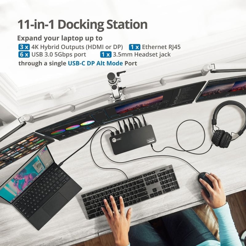 SIIG Universal Hybrid Triple 4K Video Docking Station with PD 3.0 100W - Thumbnail 5
