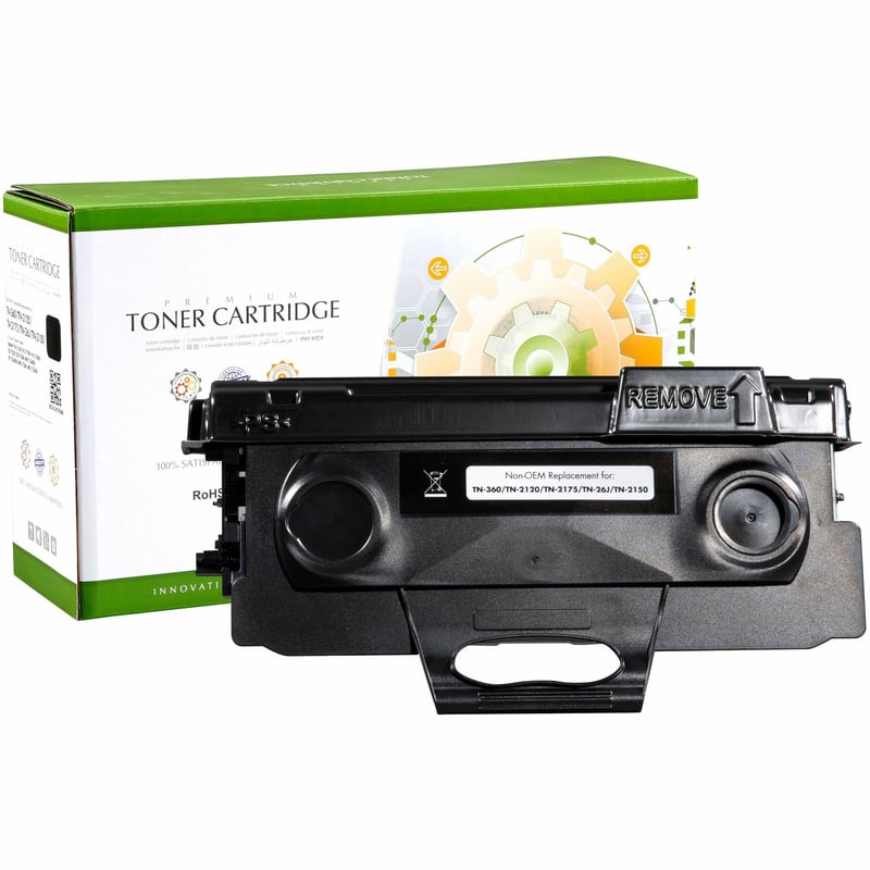 Static Control Laser Toner Cartridge TN2120,TN360,TN2150,TN2125,TN26J,TN2175,TN-360BK,TN-2120BK - Black - 1 Pack