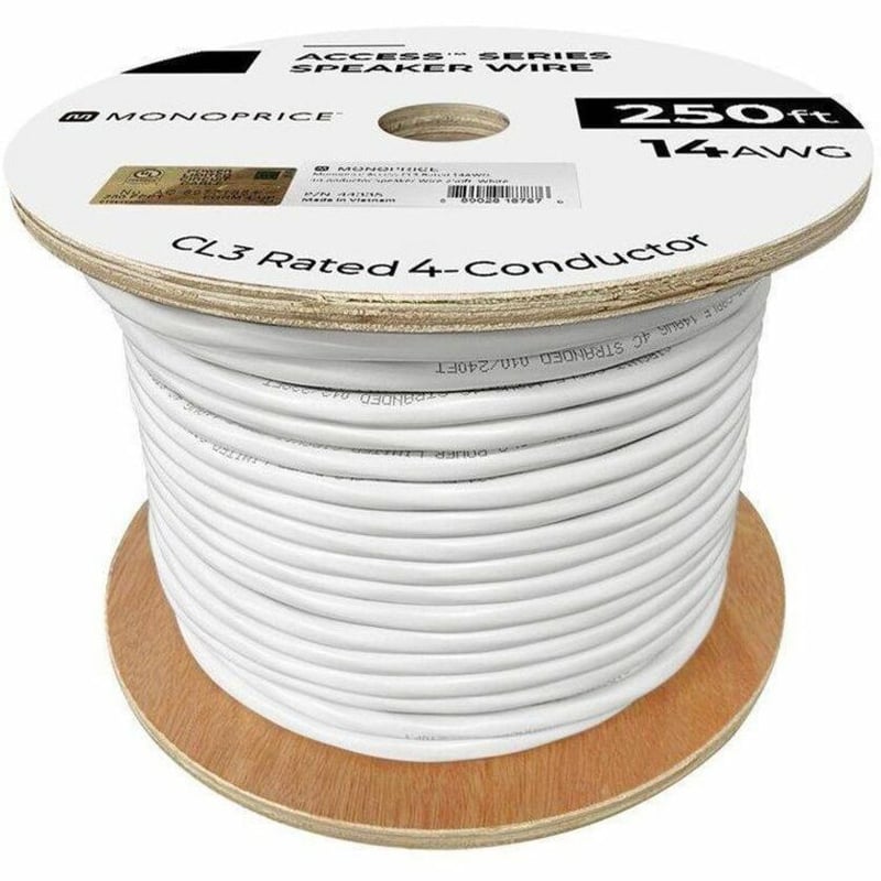 MONOPRICE ACCESS SERIES 14AWG CL3 RATED 4-CONDUCTOR SPEAKER WIRE 250FT WHITE - Thumbnail 3