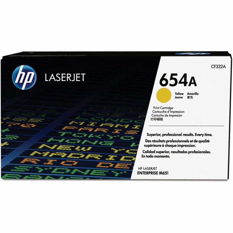 HP 654A (CF332A) Original Laser Toner Cartridge - Single Pack - Yellow - 1 Each - Thumbnail 1