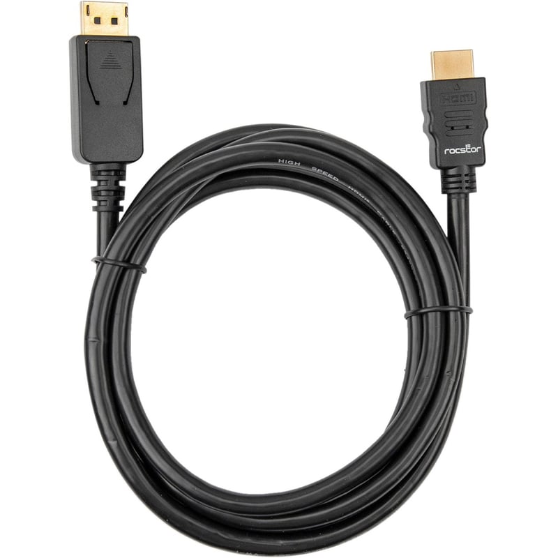 Rocstor Premium DisplayPort to HDMI Converter Cable - 6 ft - 4K - 1 Pack - Thumbnail 1