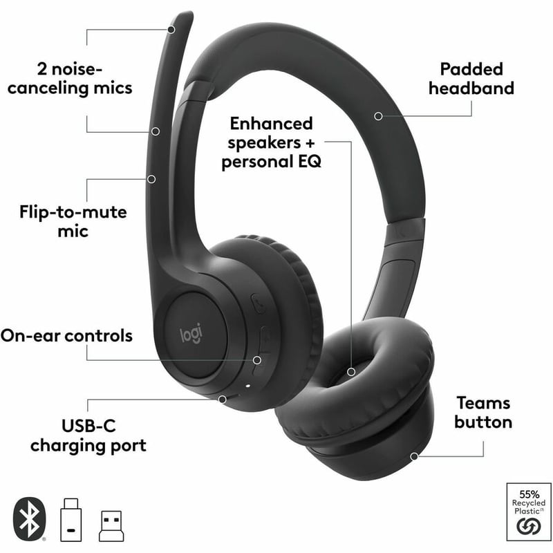 ZONE 305 WRLS HEADSET TEAMS BLACK B2B WITH DONGLE