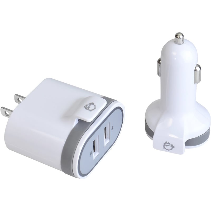 SIIG Fast Charging USB Wall Charger & Car Charger Bundle Pack - White - Thumbnail 1
