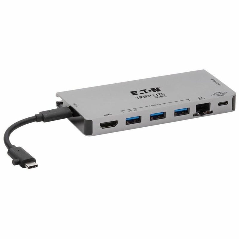 Tripp Lite by Eaton USB-C Dock - 4K HDMI USB 3.x (5Gbps) USB-A/C Hub Ports GbE Memory Card 100W PD Charging Detachable Cord - Thumbnail 1