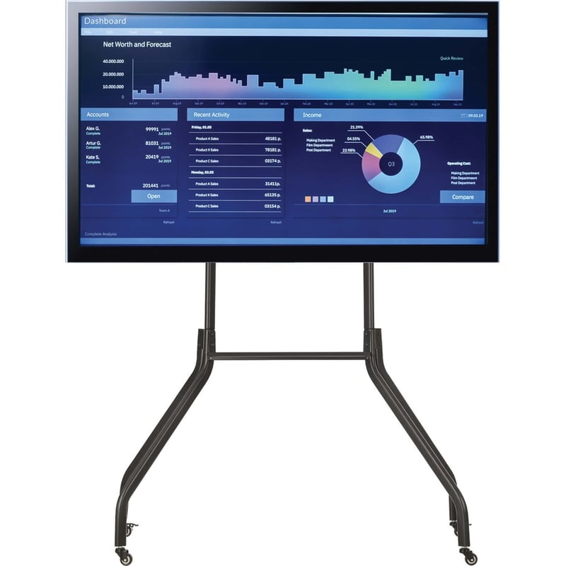 Eaton Tripp Lite Series Rolling TV Cart for 55" to 85" Displays, Wide Legs, Locking Casters - Thumbnail 4