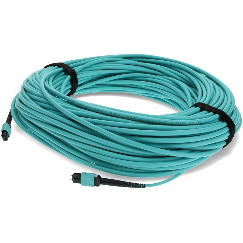 AddOn 20m MPO/UPC (Male) to MPO/UPC (Male) Aqua OM3 OFNR (Riser-Rated) 12-Strand Fiber Patch Cable - Thumbnail 1