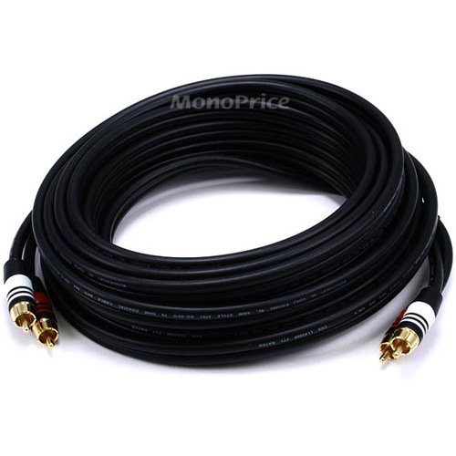 RCA PLUG/2 RCA PLUG M/M 25FT CABLE-BLACK - Thumbnail 1