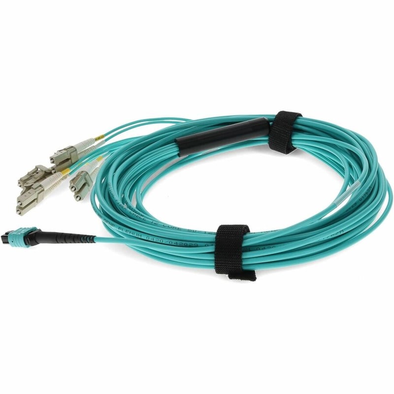 AddOn 1m MPO/UPC to 4xLC/UPC Duplex Aqua OM4 OFNP (Plenum-Rated) 8-Strand Fiber Fanout Cable - Thumbnail 2