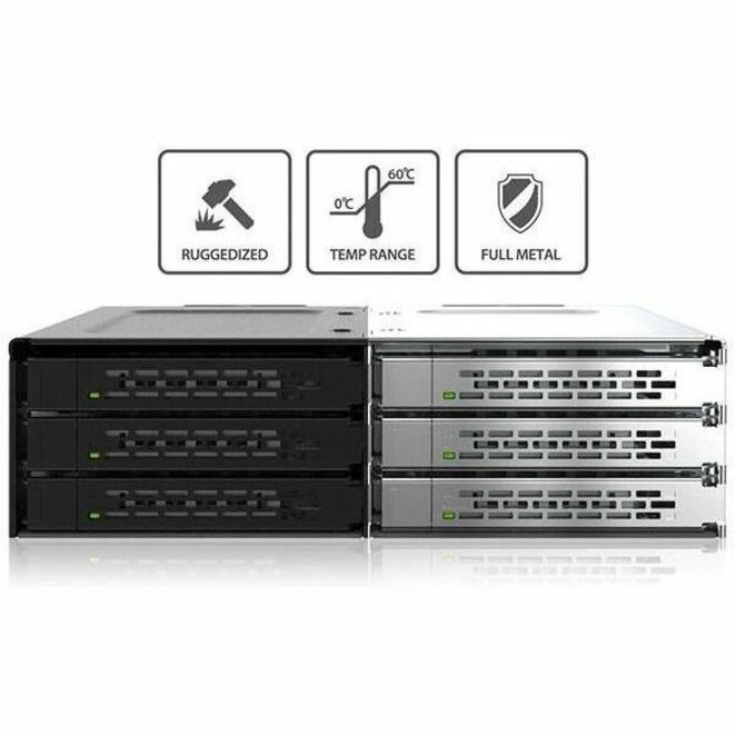 Icy Dock CP097 Drive Enclosure for 5.25" U.2, U.3, PCI Express NVMe 4.0 x4 - SFF-8654 SlimSAS Host Interface Internal - Black