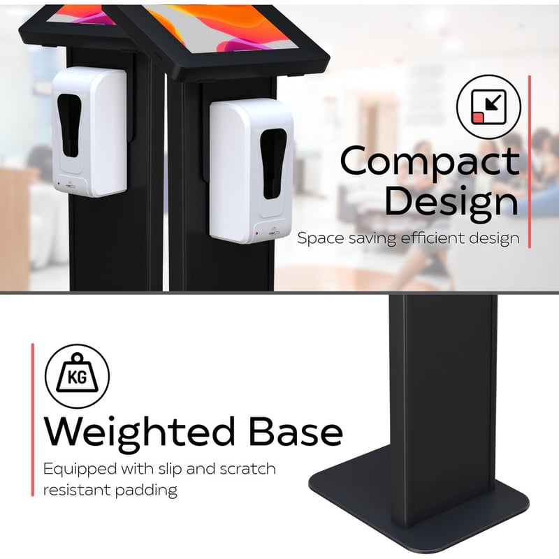 CTA Digital Premium Locking Floor Stand Kiosk with Graphic Card Slot and Automatic Soap Dispenser (Black) - Thumbnail 4