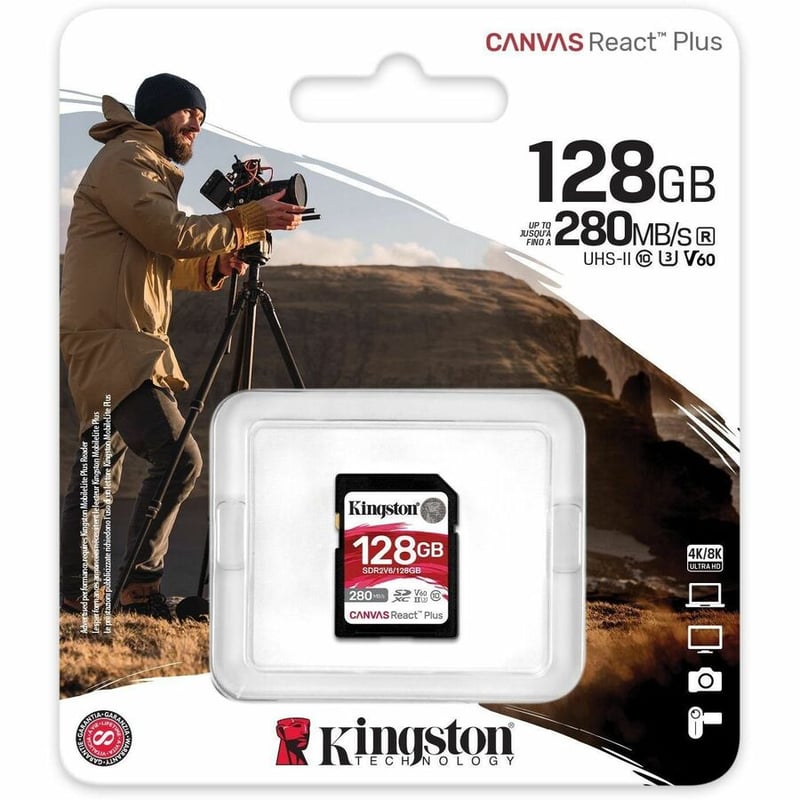 128GB CANVAS REACT PLUS SDXC UHS-II 280R/100W U3 V60 FOR FULL HD - Thumbnail 2