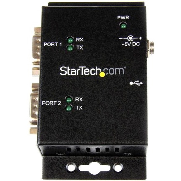 StarTech.com USB to Serial Adapter " 2 Port " Wall Mount " Din Rail Clips " Industrial " COM Port Retention " FTDI " DB9 - Thumbnail 2