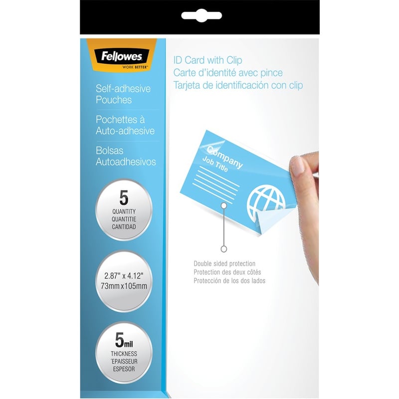Fellowes Self-Adhesive Pouches - Business Card, 5mil, 5 pack - Thumbnail 5