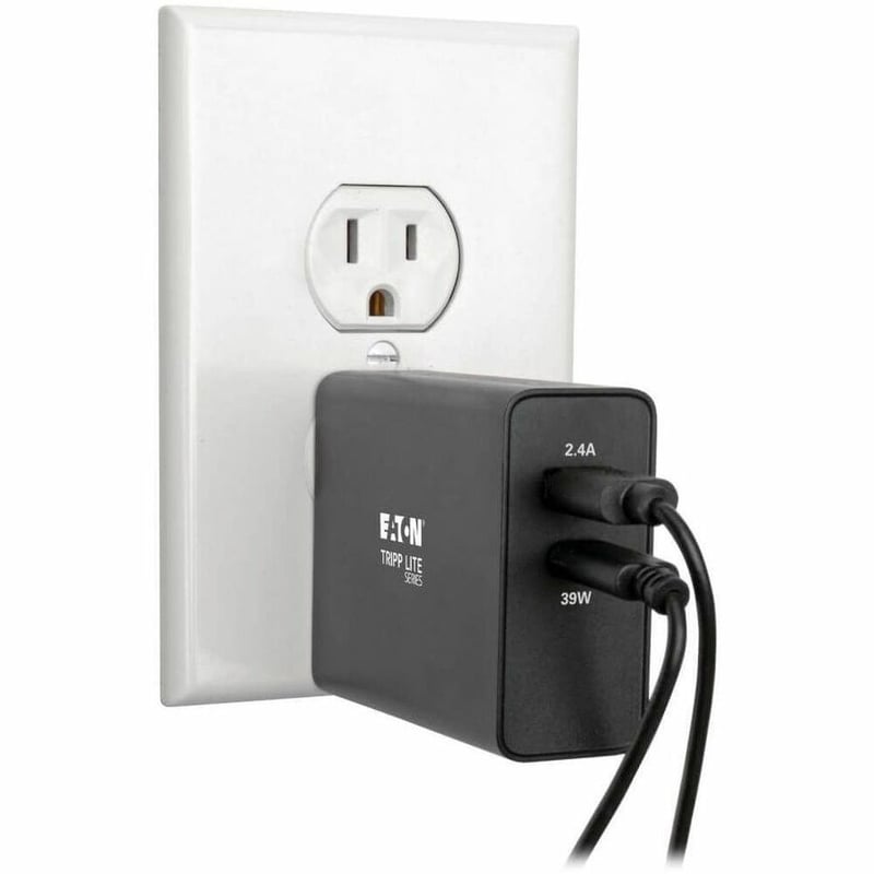 Eaton Tripp Lite Series Dual-Port USB Wall Charger with PD Charging - USB-C (39W) & USB-A (5V 2.4A/12W) - Thumbnail 3