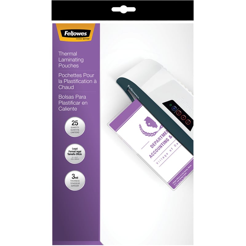 Fellowes Glossy Pouches - Legal, 3 mil, 25 pack - Thumbnail 2