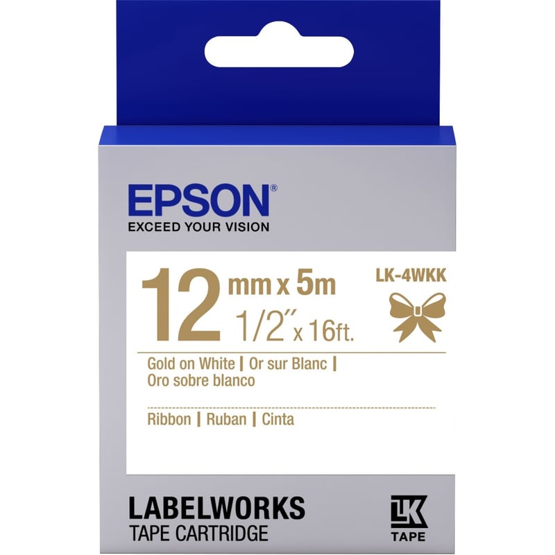 Epson LabelWorks Ribbon LK Cartridge ~1/2" Gold on White - Thumbnail 1