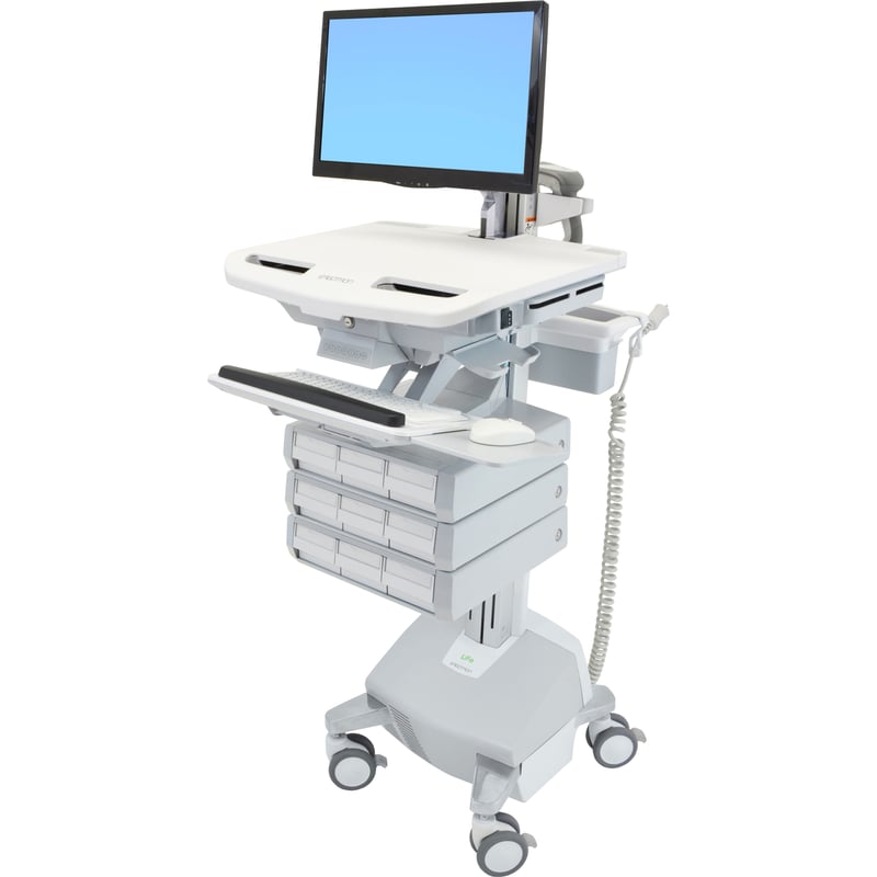 Ergotron StyleView Electric Lift Cart with LCD Arm, LiFe Powered, 9 Drawers (3x3) - Thumbnail 1