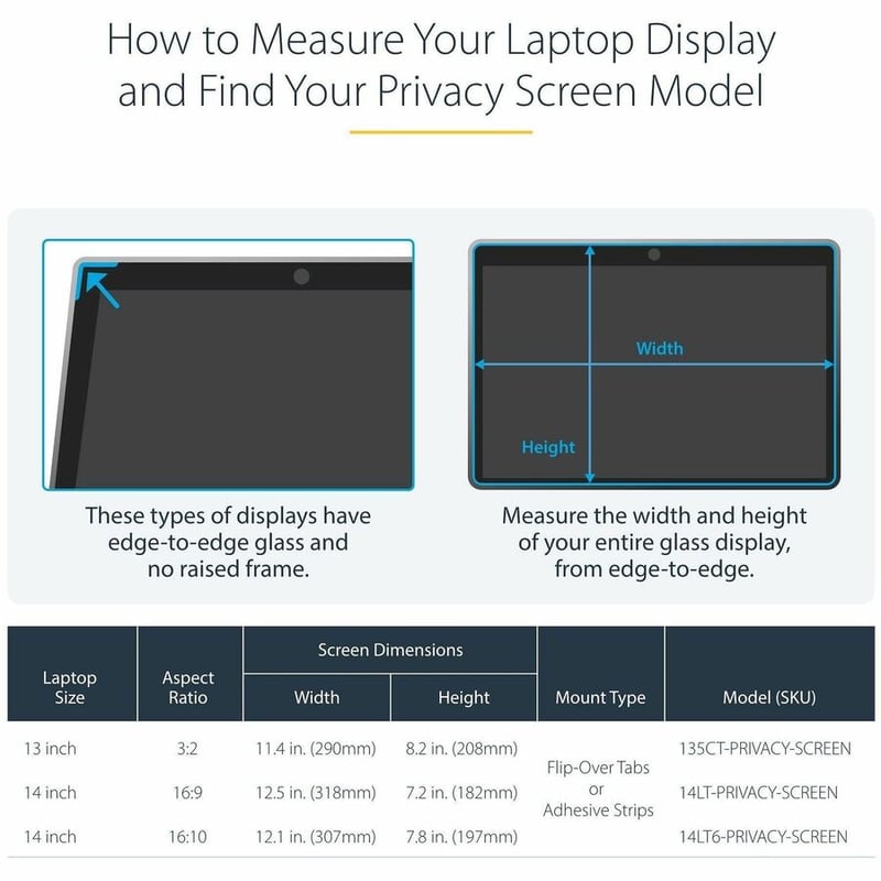 StarTech.com StarTech.com 14in 16:9 Touch Privacy Screen, Laptop Security Shield, Anti-Glare Blue Light Filter, Flip-Over - Thumbnail 2