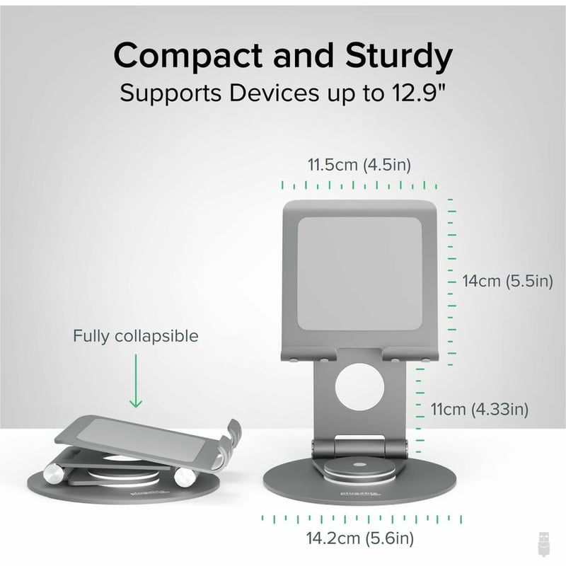 Plugable Swivel Tablet Stand Holder, 360 Rotating Base Tablet Holder for Phones and Tablets up to 12.9" - Thumbnail 5