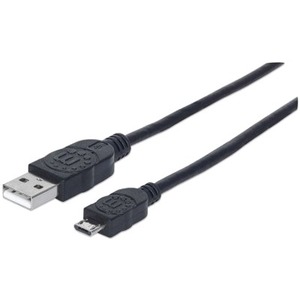 Manhattan Hi-Speed USB 2.0 A Male to Micro-B Male Device Cable, 1.5', Black - Thumbnail 1