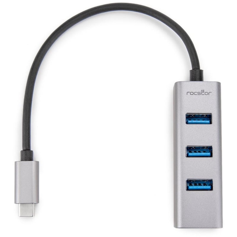 Rocstor Premium Portable 4 Port Aluminum Hub - USB-C to 4x USB-A Hub - USB 3.0 Hub - Bus Powered - USB C to USB Type-A Hub - USB Type C - External - USB-C 3.1 to 4 USB Type-A 3.0 Port(s) USB-A - For MacBook, MacBook Air© - Thumbnail 4