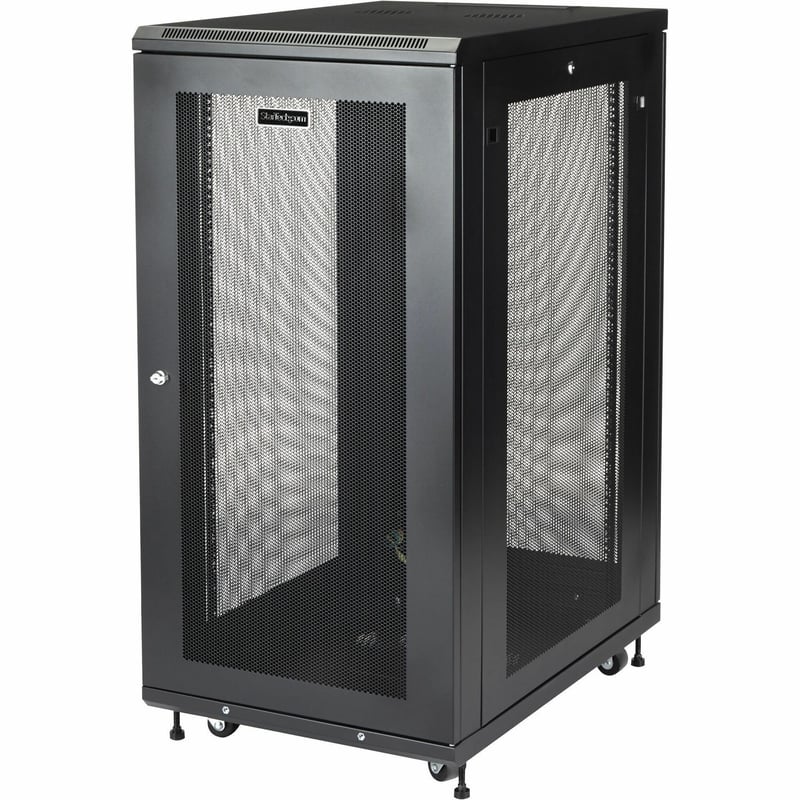 StarTech.com 24U 19" Server Rack Cabinet 4 Post Adjustable Depth 2-30" w/Casters/Cable Management/1U Shelf, Locking Doors and Side Panels - Thumbnail 1