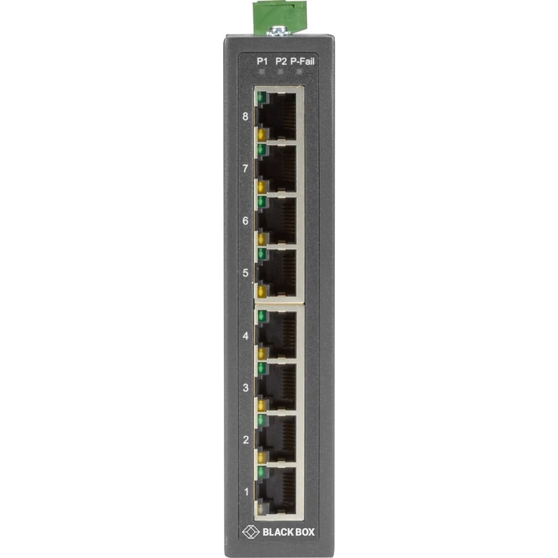 Black Box Industrial 10/100-Mbps Ethernet Switch - Unmanaged, Extreme Temperature, 8-Port - Thumbnail 2