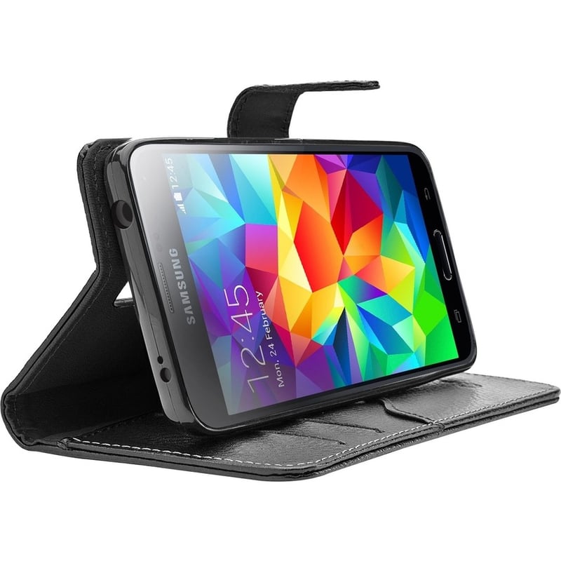 GALAXY S5 LEATHER WALLET CASE - BLACK - Thumbnail 5
